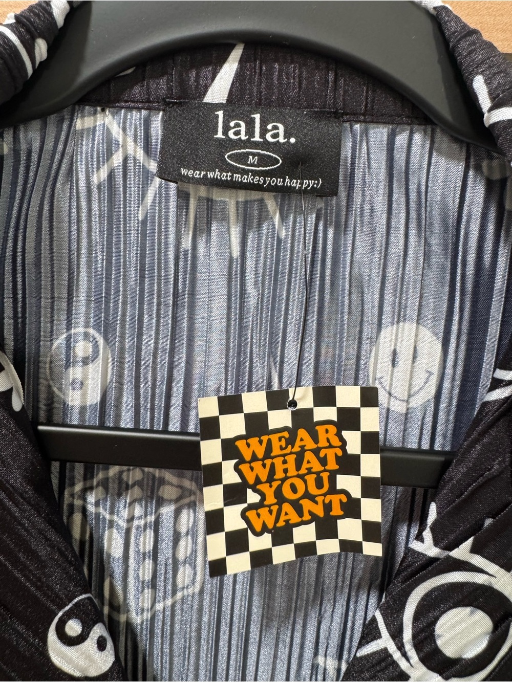 NWT Dressed in Lala What's Your Sign Notched Collar Plisse Set Black Medium - Picture 7 of 15